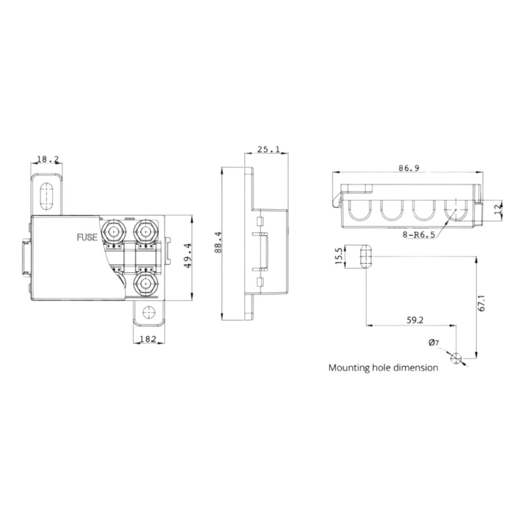4 Way Midi Fuse Holder includes 4 way busbar image 1
