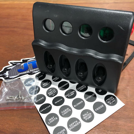 4 Gang Switch Panel - Waterproof - Backlit - With Fuses and distribution panel image 0