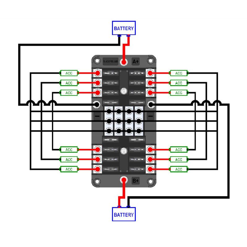Fuse Block 12 Way 32VDC ATS Fuse Dual +VE Inputs image 1