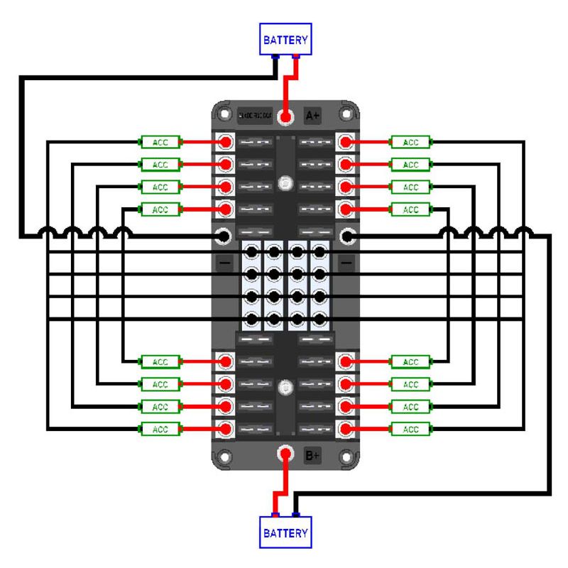 FUSE BLOCK 16 Way 32VDC ATS FUSE Dual +VE Inputs image 2