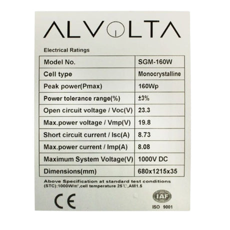 ALVOLTA Solar Panel Premium 160W-12V Mono Black image 1