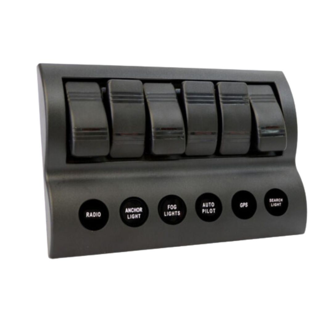 6 Gang Switch Panel - LED - With Fuses - 24/12V