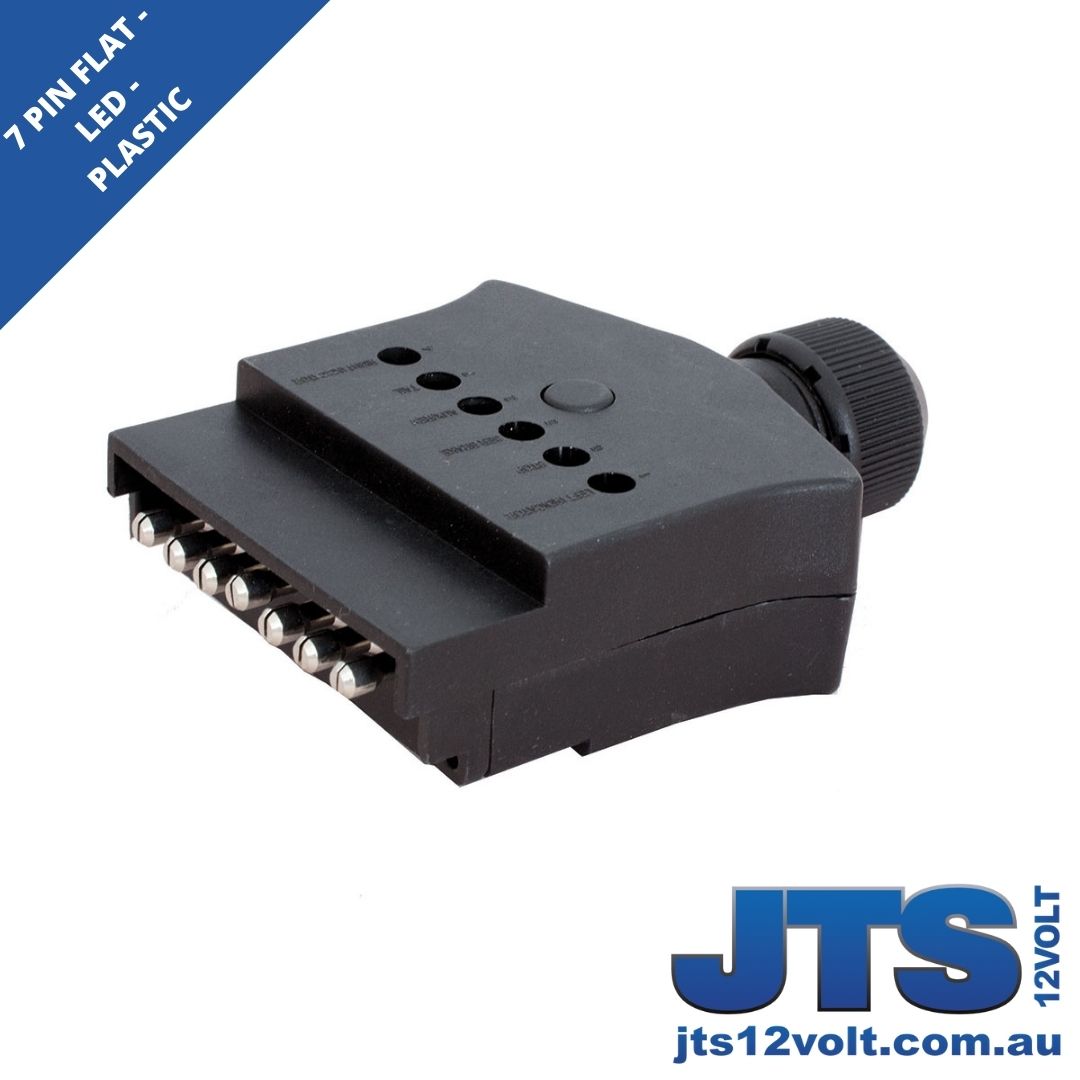 7 Pin Flat Male Trailer Plug - LED - Plastic