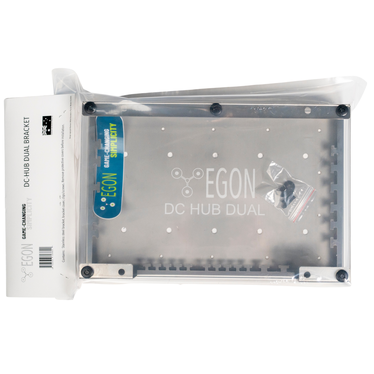 Egon DC Hub Dual bracket packaging on a white background