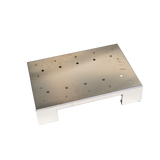Metal platform with multiple holes on a white background