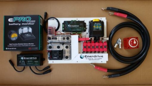 Enerdrive Lithium Ion Installation Kit Mounted on a Aluminium Power Coated Plate.