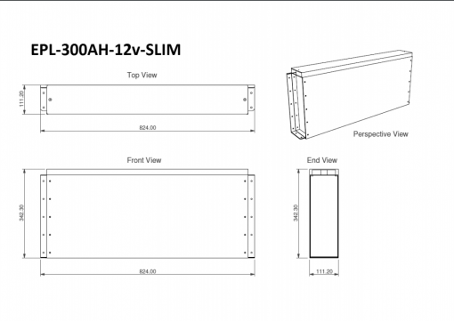 300Ah Slim Lithium Battery 12V EPL-300AH-12V-SLIM